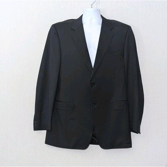Canali US Sz 44 Black Blazer Men's Office Designer Wool Career Ventless European - Picture 1 of 15